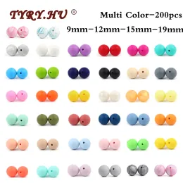 Blocks 200pcs Baby Teether Silicone Beads 9mm 12mm 15mm 19mmBPA Free Food Silicone Bead Baby Teething Necklace Accessories Infant Toys