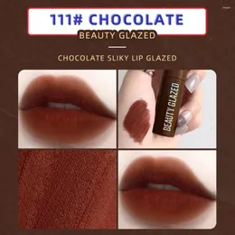 Güzellik Sırlı Çikolata Sis Yüzey Mat Kalıcı Nemlendirici Soluk Soluk Yapışmaz Ruj Doğal NO Q8Y5