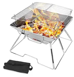 Churrasco de aço inoxidável rack dobrável acampamento portátil mini panelas novo produto-