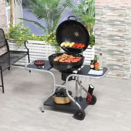 Deluxe Charcoal Trolley BBQ Garden Patio grill Grillvärme med hjul