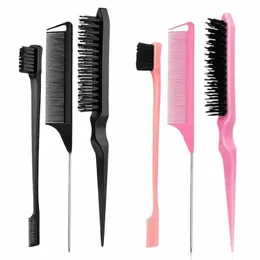 Hårstylingkam Set Special Pointy Tail som slår dubbelhuvud Pensel Eyebrow LG Barber Makeup Updo Children Hair Sal Tools N3GX#