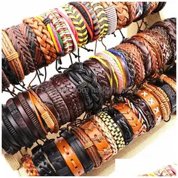 Chain Wholesale 100Pcslots Assorted Vintage Handmade Mens Cuff Leather Braided Jewelry Bracelets Wrist Bangle For Women 230710 Drop De Dhwqe