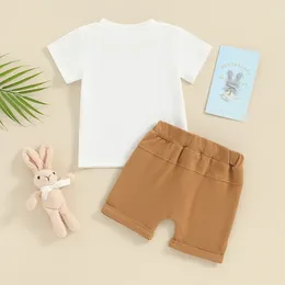 Clothing Sets Born Baby Boy Hunny Bunny Chicks Dig Me Shirt Letter Print Crewneck Short Sleeve Pant Set Summer Easter Clothes