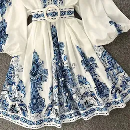 Tasarımcı Elbise Kadın Lüks Vintage Elbise Nazik Moda Tüm Pamuk Gevşek Bel Bandı Çok yönlü ve rahat boyun partisi elbise rahat uzun kollu büyük boy