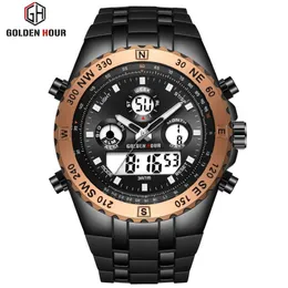 Reloj Hombre GOLDENHOUR Männer Uhr Quarzt Digitale Sport Uhr Männer erkek kol saati Fashion Outdoor armbanduhr Leuchtende Männliche Clock249q