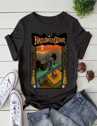 Harajuku Estetica Grafica Magliette Halloweentown Halloween Vintage Hip Hop T Shirt Maglietta oversize Streetwear Estate Teeshirt Top H3774424