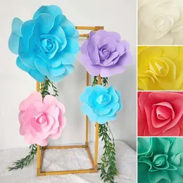 Dekorativa blommor konstgjorda pe skum rose diy brud bukett scrapbooking stort falskt blommor bröllop fest hem bakgrund väggdekoration