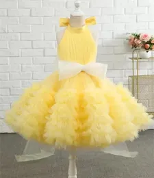 Flickaklänningar Puffy Princess Dress Birthday Tiered Flower Child First Commonion Baby Gown