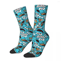 Herrstrumpor harajuku cookie monster nom mönster sport polyester mellersta rör för unisex svett absorbering