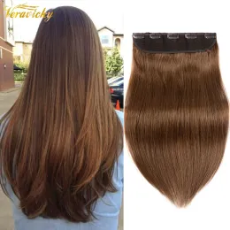Piece 18 to 26inches 200G Clip In One Piece Brazilian Hair Clips Tic Tac 5 clips Remy Hair piece Straight Clip Human Hair Extensions