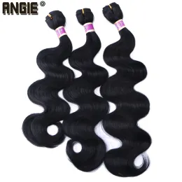 Weave Body Wave Hair Bunds Curly Weave Syntetiskt hår Inslag 16 18 20 tum 3 Bunds Svart hårprodukt