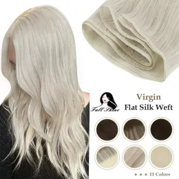 Schuss Full Shine Virgin Flat Seidenscheilennäht in Haarbündel Straight Human Hair Bündel 100% echtes menschliches Haar Schuss für Frauen für Salon