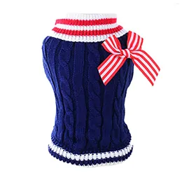 Dog Apparel Knitted Clothes Cat Knit Warm Sweater Classic Navy Pet Jumper Cable Turtleneck Coat Winter -
