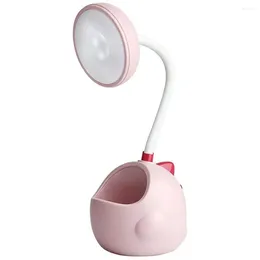 Настольные лампы Настольная лампа динозавр милый с USB-портом для зарядки держатель для ручек прикроватный ночник для чтения розовый