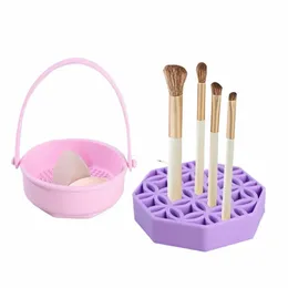 multifuncti Makeup Brush Cleaning basket Wable Silice Make Up Tool Scrubber Box Reusable Dry and Wet 37ER#