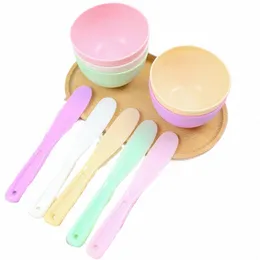 Colorido Silice Face Mask Bowl Máscara Stick Big Face Máscara Pó Misturando Tigela Espátula Máscaras Escova Cuidados Com A Pele Set S5Am #