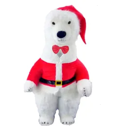 Mascot Costumes 2M/2.6M/3M Giant Iatable Christmas Polar Bear Adult Costume Walking Blow Up Furry Mascot Suit for Xmas Entertainments