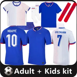 24 25 Franska Mbappe Kante Benzema Soccer Jerseys 2024 2025 Euro Cup Player Griezmann Giroud Maillot de Foot Men Shirt Kid Kit Varane Dembele Football Uniform 16-4xl