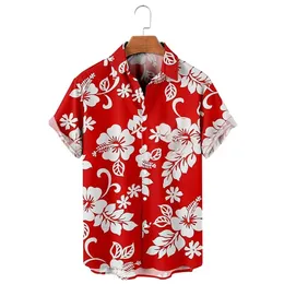 Hawaiian mens social floral shirt mens 3D Camisas Casuais printed slim fitting mens street casual short sleeved clothing 240323