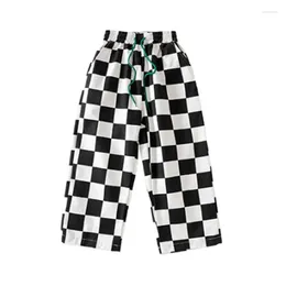 Trousers Black White Plaid Pants Casual Teenage Loose Wide Leg Children Straight Hip Hop Streetwear Costume