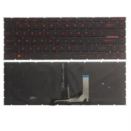 Substituição de laptop teclado retroiluminado vermelho layout americano para MSI GS65 GS65VR P65 WP65 WS65 PS63 GF63 PS42 MS-16Q1 MS-16Q2 preto