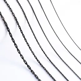 Chains 0.6/0.8/1/1.2/1.8 /2.3mm Widt Stainless Steel Tiny Thin Chain Necklace Black Color For Women Girl Chocker Fashion Jewelry Gift