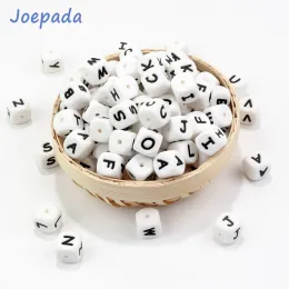 목걸이 Joepada 104pcs Letter 실리콘 구슬 12mm 음식 등급 베이비 젖니 구슬 DIY 신장 영어 알파벳 목걸이 베이비 Teether