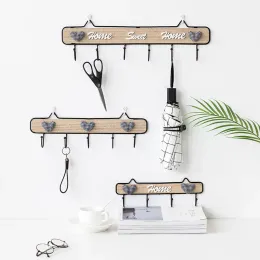 Rails Key Hanger Creative Cute Star Moon Cloud Shape Home Decorative Wall Hooks Space Saving Wooden Hat Handbag Storage Rack Holder