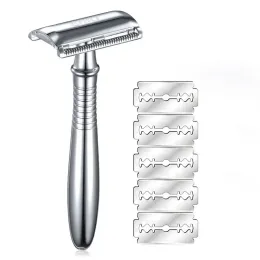 Blade Men Shaving Stainless Metal Safety Razors Long Handle Manual Classic Double Edge Blade Shaver Hair Removal Make it Personal