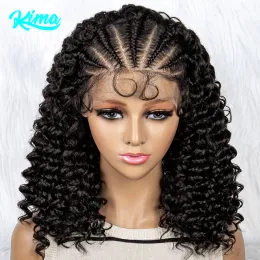 Perucas trançadas perucas sintéticas perucas de renda sintética perucas trançadas com cabelo de bebê para mulheres negras peruca peruca de cabelo cacheado