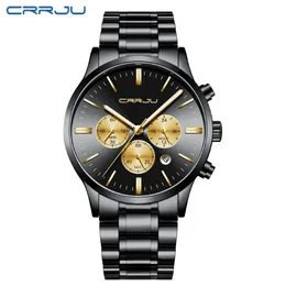 TU es nicht Ich habe mich fertig mit der Zeit CRRJU Men Stainless Steel Band Watch Men's Luxury Business Luminous Quartz Wrist Watches Male Date Window Clo305D