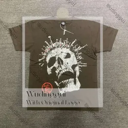 Hellstar Studios Nailed Skull Print Tee Trendy Hip-Hop Short Sleeves Man Women T Shirts Unisex Cotton Tops Men Vintage T-Shirts Summer Loose Tee Rock Outfits 441