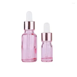 収納ボトル20pcsガラスドロッパーバイアルクリアピンクパープル5ml10ml15ml 20ml 30mlポータブル空のエッセンスエッセンシャルオイル補充可能