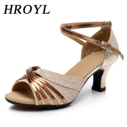 Boots HROYL Latin dance shoes woman ballroom tango dancing shoes for Ladies girls modern close toe heeled Rubber sole 3.5/5.5CM