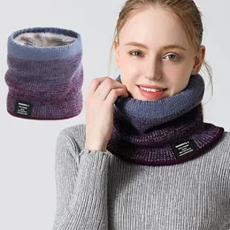 Lenços outono inverno mulheres malha quente frio espessamento velo cachecol gradação crianças moda neckerchief anel pescoço capa kpop decoração