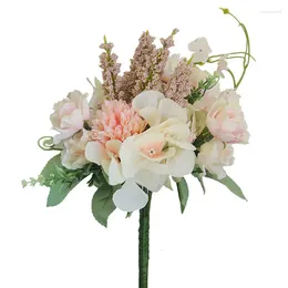 Dekoratif Çiçekler 1 PC Yapay İpek Camellia Peony Mini Düğün Çiçek Buket Hydrengea Ev Partisi Dekorasyon Kapalı