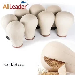 Stativ Alileader Soft Cork Canvas Block Head 21 "22" 23 "24" Wig Head Quality Wig Display Mannequin Cork Canvas Head Wig Making Kit