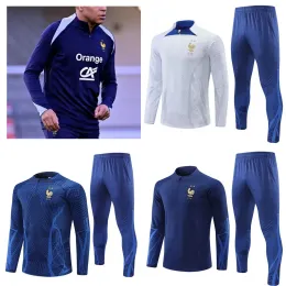 Vuxen Tracksuit Kids Set Set World Cup Mbappe Survetement Football Jogging Equipe de 2024 25 Soccer Training Suit Child Boy Set Long Sleeve