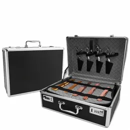 Black Hairdring Toolbox Caixa de armazenamento de segurança de grande capacidade com bloqueio Makeup Case Profia Barbershop Tools Accories P9oW #