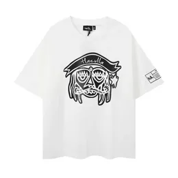 Erkek Tişörtler Büyük Boy Yeni 2024 Yaz Beyaz Graffiti Haculla Pirate Tee Erkek Kadın T-Shirt Fit Kısa Kollu Klasik Hat Baskı Pamuk Üstleri J240322