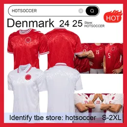 2024 Danmark Soccer Jersey 24 25 Euro Eriksen Home Red Away White Kjaer Hojbjerg Christensen Skov Olsen Braithwaite Dolberg Football Shirts HotSoccer