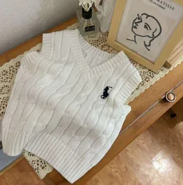 Maglione per bambini Gilet con ago spesso Pullover senza maniche Scollo a V Top lavorato a maglia Taglio del filo Ragazzi