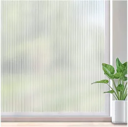 Films YaJing Window Privacy Film Static Clings: Frosted Reeded Glass Film Non Adhesive Decor UV Protection Heat Control Glass Sticker