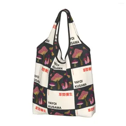 Storage Bags Recycling Mushroom Yayoi Kusama Shopping Bag Women Tote Portable Grocery Shopper