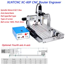 LYBGACNC XC-60F CNC 라우터 스핀들 모터 800W 1.5kW 3AXIS 4AXIS 조각 드릴링 드릴링 및 밀링 머신 USB 포트 110V 220V