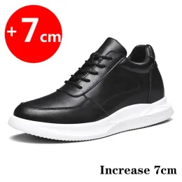 Shoes Sneakers Heightening Shoes Elevator Shoes Height Increase Shoes Leather Shoes Insoles 7CM Man Daily Life Height Increasing Shoes