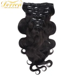 Estensioni Doreen 100G 120G Onda del corpo Capelli Remy brasiliani fatti a macchina #1 #1B #2 #4 #8 Clip nelle estensioni dei capelli Da 16 a 22 Clip di capelli umani