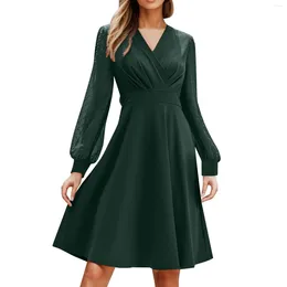 Casual Kleider Herbst Winter Damen Langarm Kleid Einfarbig Elegante Abend Party A Linie Für Frauen Formale Anlass Robe