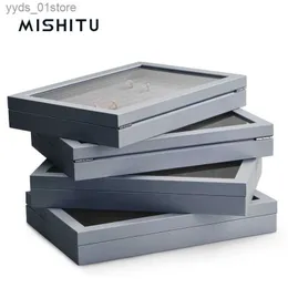 Smyckeslådor Mishitu Velvet smycken Display Tray Stackbar utsökta smycken Holder Portable Ringörhängen Halsbandsorganisatör Box med Cover L240323