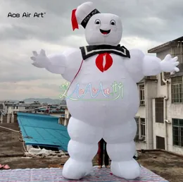 8mH (26ft) Giant Cartoon Character Lighting Advertising Inflatable Ghostbusters Stay Puft Inflatable Marshmallow Man with LED Lights For Halloween yard
